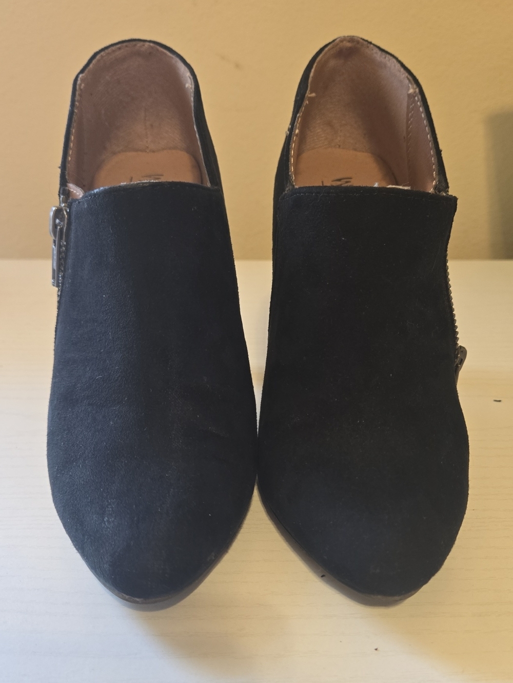 Mossimo Supply Co. Black Suede Ankle Booties with Side Zipper